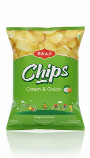 Bikaji Cream N Onion Chips: 80g