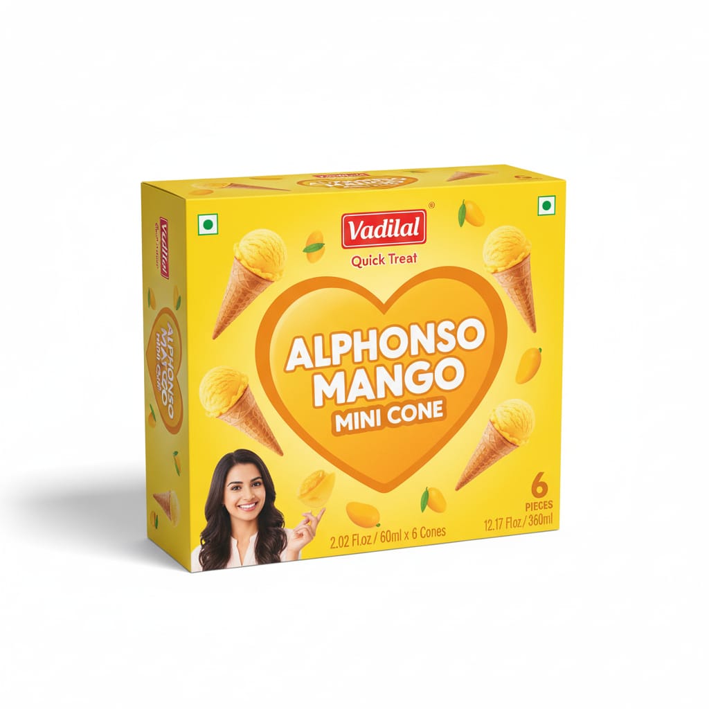 Vadilal 6 Mango Mni Cone: 360ml