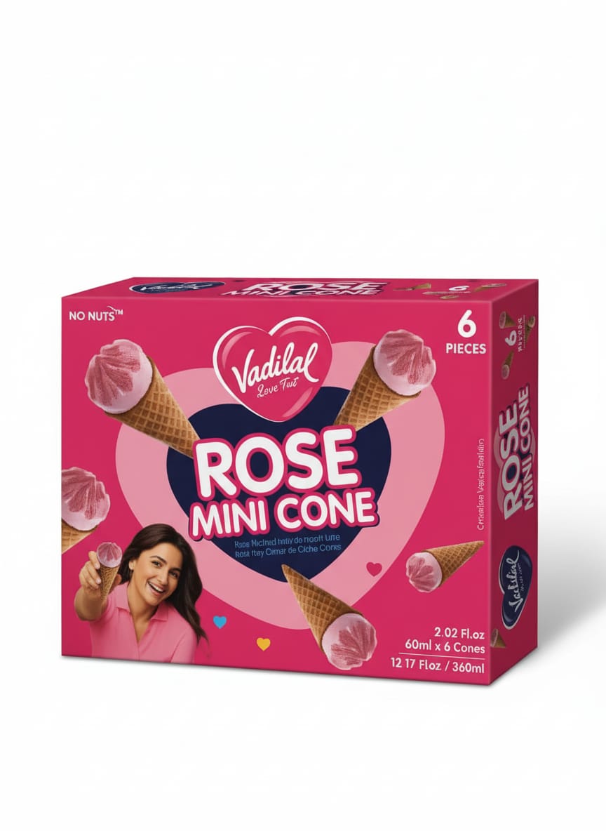 Vadilal 6 Rose Mini Cone: 360ml