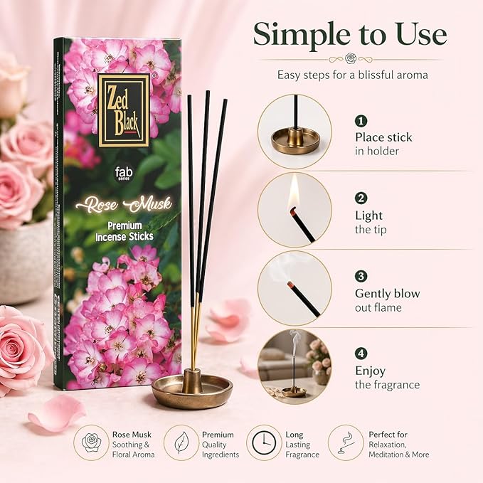 Rose Musk Incense Sticks – 120 Count