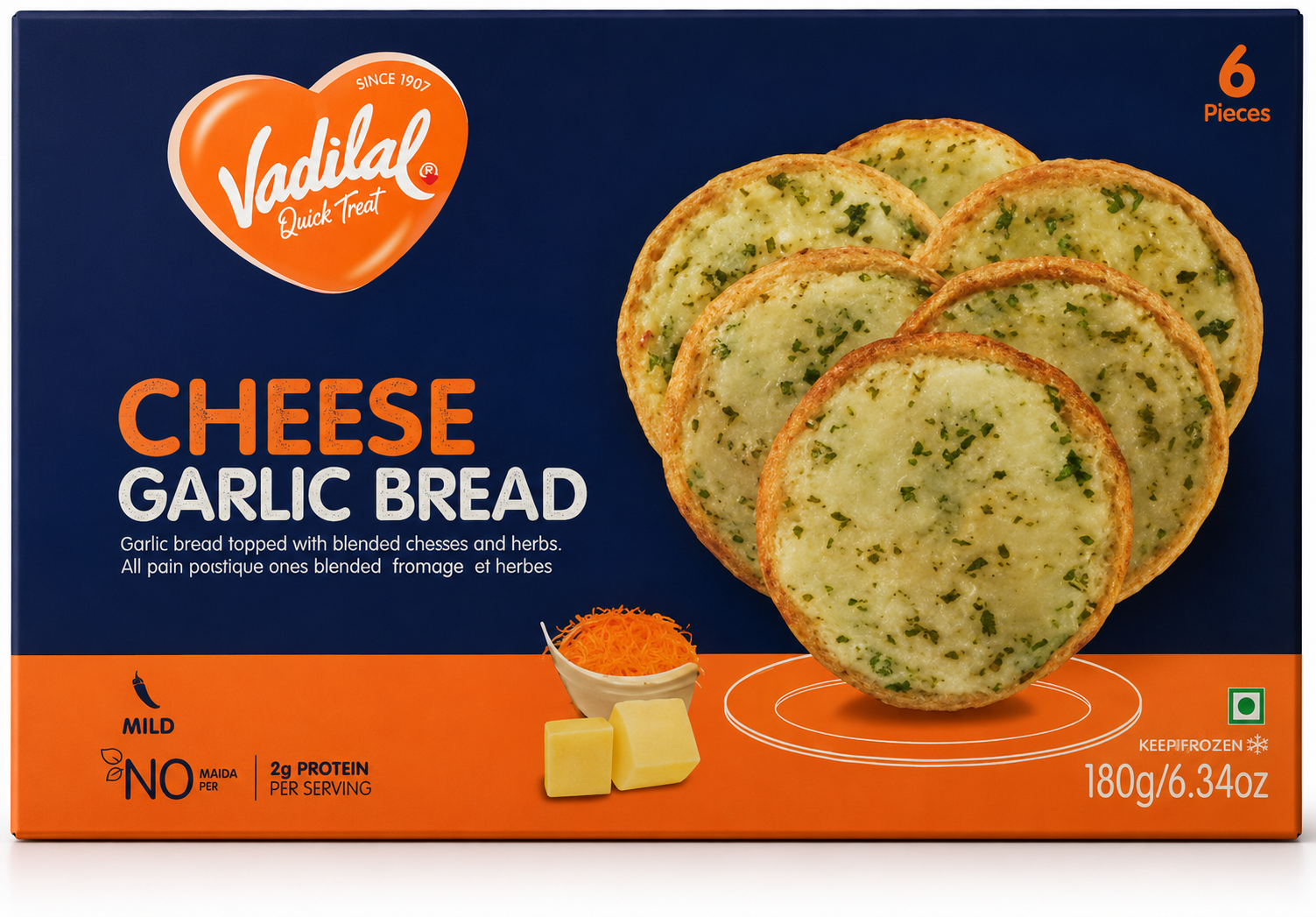 Vadilal Cheese Garlic Bread : 6 Pcs