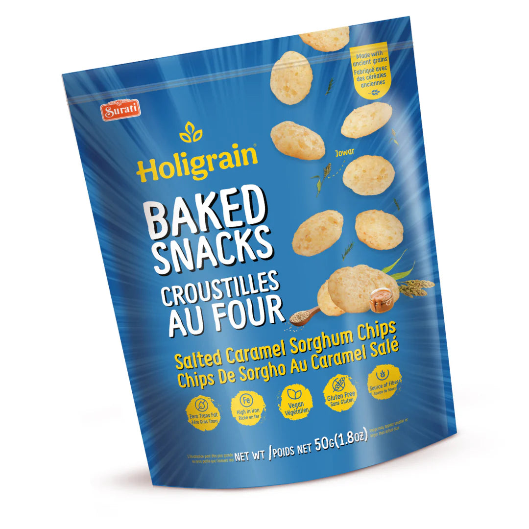 Surati Holigrain Baked Snacks Salted Caramel Sorghum Chips 50 gms