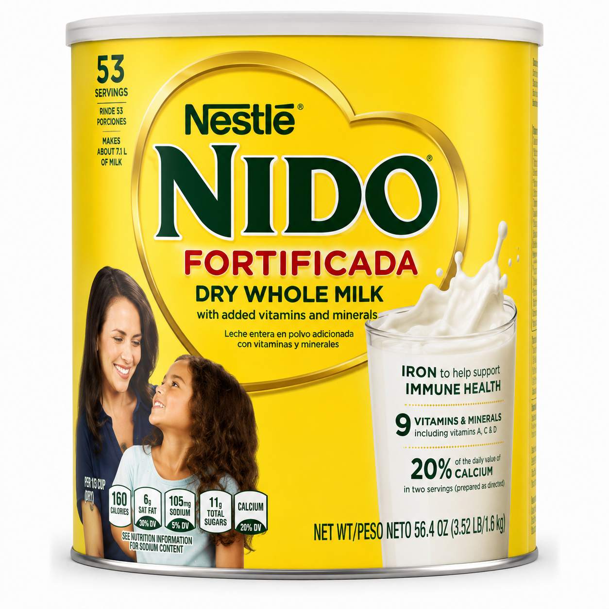 Nido Fortificada Powdered Drink Mix - Dry Whole Milk Powder With Vitamins And Minerals - 56.4 oz (3.52 lb) Canister