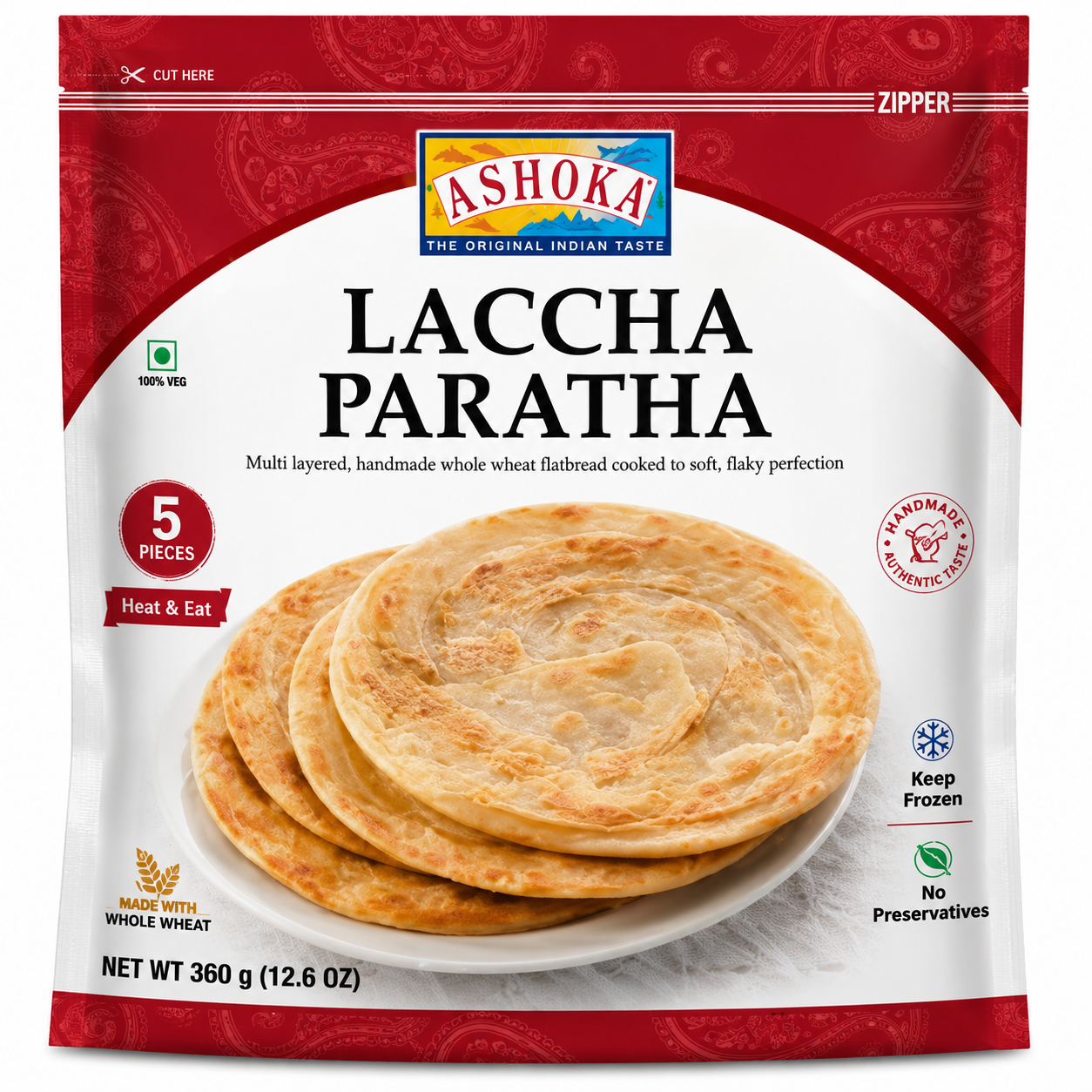 Ashoka whole wheat lacha paratha350g