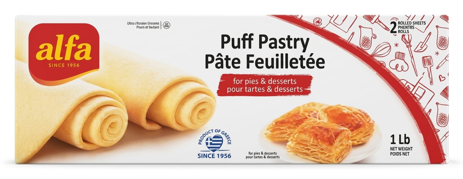 Alfa Puff Pastry Sheets : 1 lb