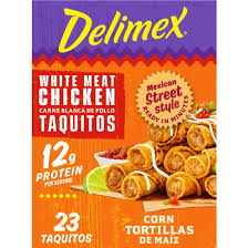 Delimex White Meat Chicken Corn Taquitos Frozen Snacks, 23 Ct Box