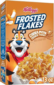 Kellogg's Frosted Flakes Breakfast Cereal, 8 Vitamins And Minerals, Kids Snacks, Cinnamon French Toast, 13 oz Box, 1 Box