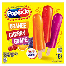 Popsicle Ice Pops Orange Cherry Grape 29.7 Fl Oz (18 Pks)