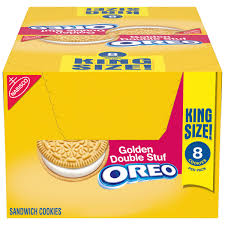 OREO Double Stuf Golden Sandwich Cookies, King Size, 4 oz Snack Pack (8 Cookies Per Pack)