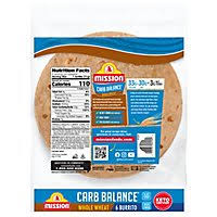 Mission Carb Balance Whole Wheat 6 Tortilla Wraps 426 g