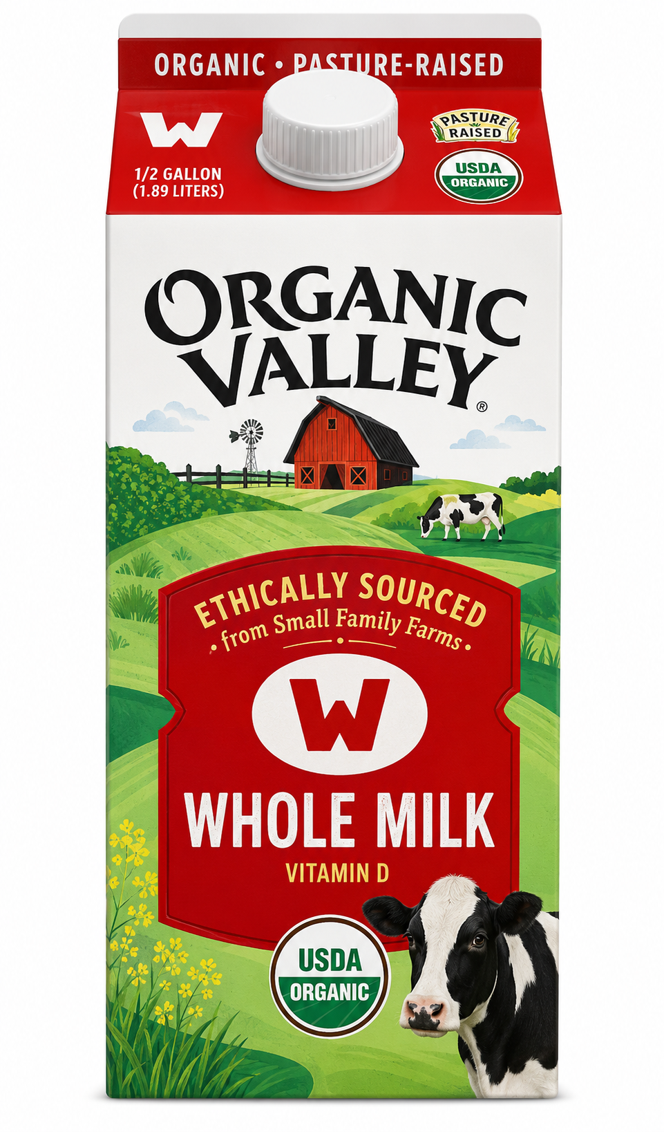 Organic Valley Whole Milk, Half Gallon 64fl Oz