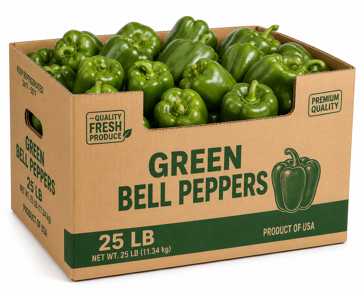 Veg Case Green Bell Pepper : 25 lb