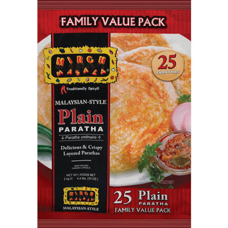 Mirch Masala Plain Paratha Family Pack 70 oz ( 25 Pieces)