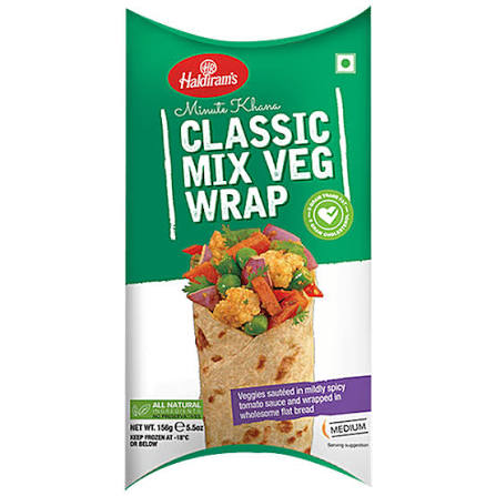 Haldiram's Minute Khana Classic Mix Veg Medium Spice Wrap 5.5 oz
