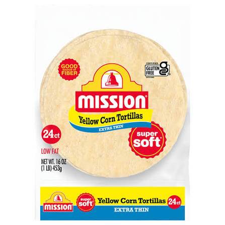 Mission Yellow Corn Extra Thin Tortillas 16 oz (24-pack)