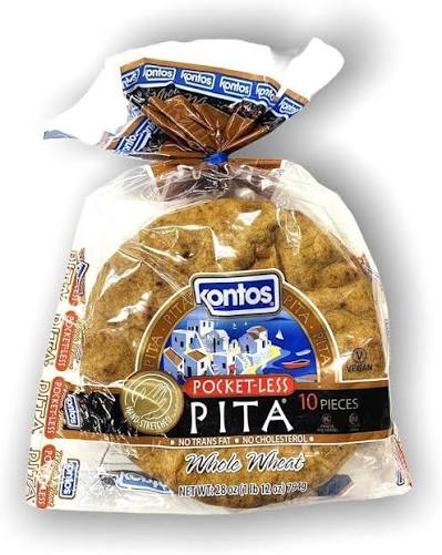 Kontos Pocketless Pita Whole Wheat 28 oz