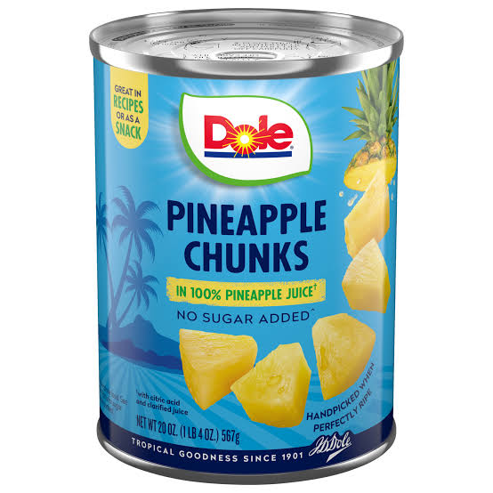Dole Pineapple Chunks In 100% Pineapple Juice, 20 oz