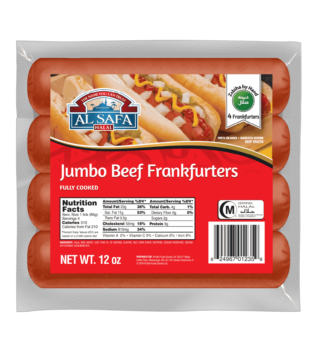 Al Safa Beef Jumbo Frankfuters Alsafa 12 oz