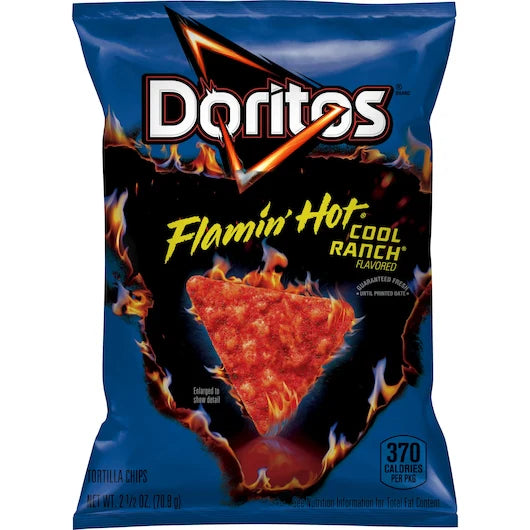 Doritos Tortilla Chips Flamin' Hot Cool Ranch Flavored 2 1/2 oz