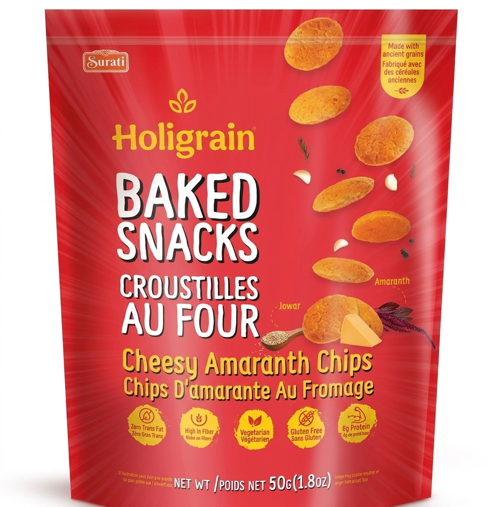 Surati Holigrain Baked Snacks Cheesy Amaranth Chips 50 gms