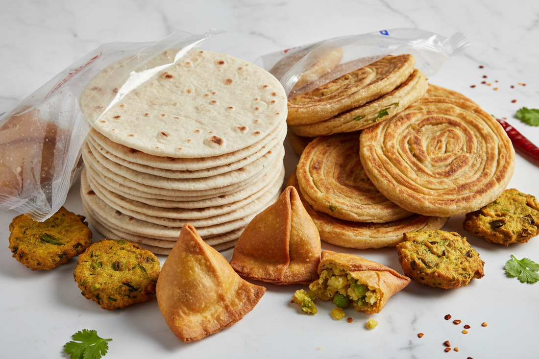 south asian frozen roti, paratha and snacks